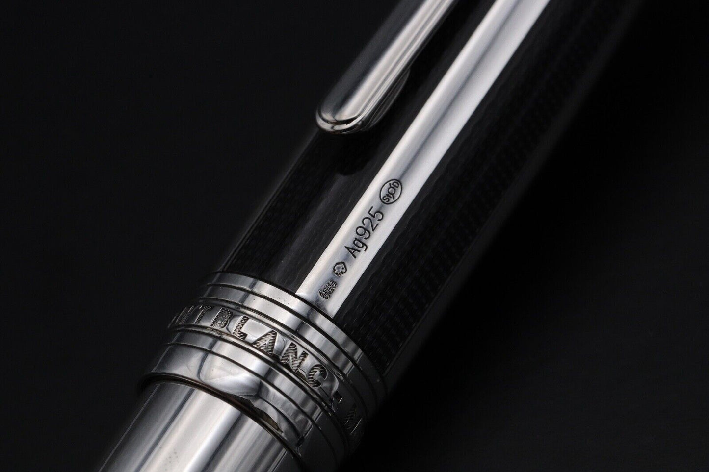 Montblanc Meisterstuck 146 LeGrand Silver Fibre Guilloche Fountain Pen - UNUSED image 4