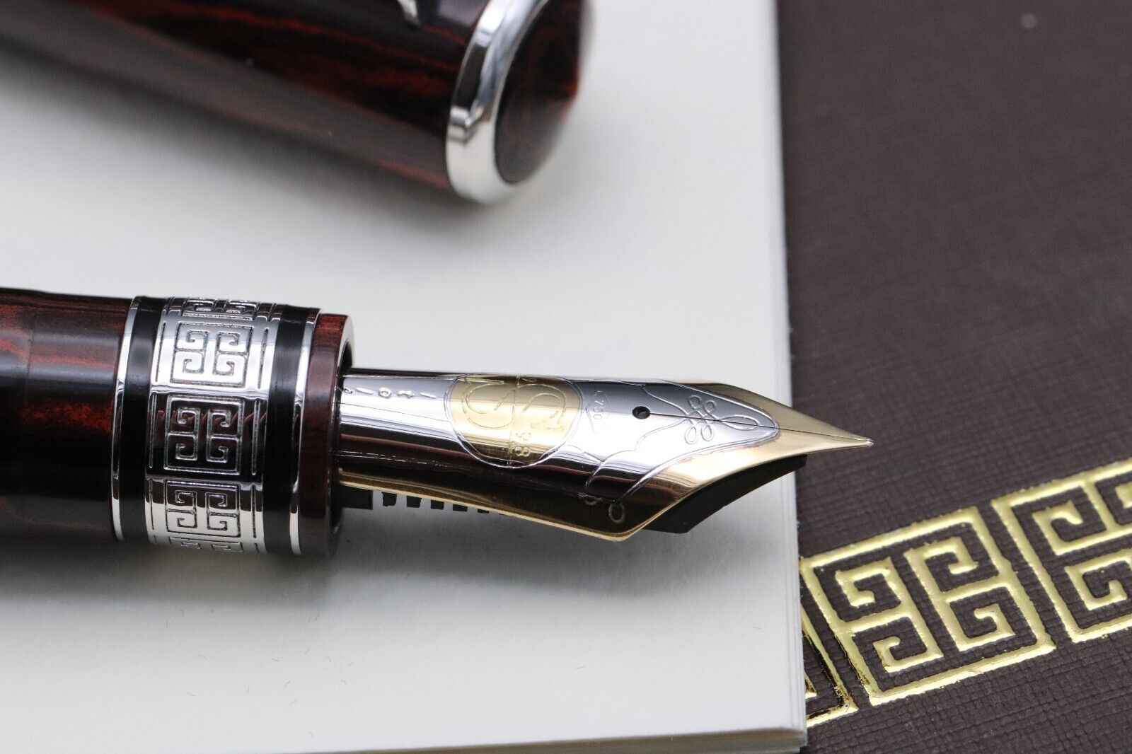Santini Giant 8 Cherry Ebonite LE33 Fountain Pen - #8 EF Nib image 2
