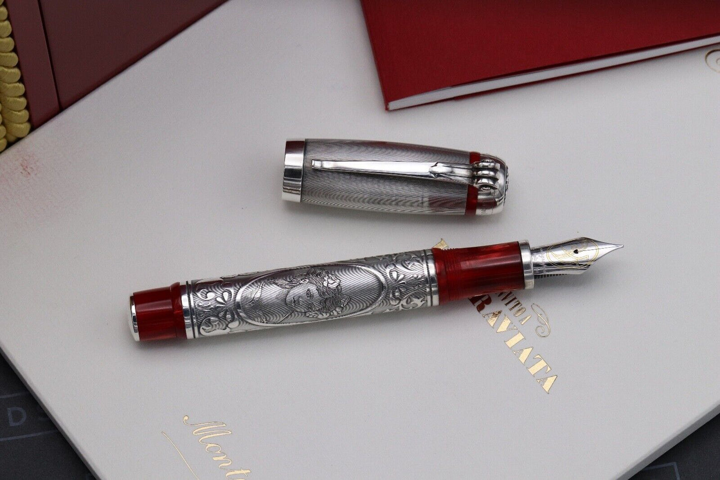 Montegrappa Invito A La Traviata Celluloid Silver Limited Edition Fountain Pen image 2