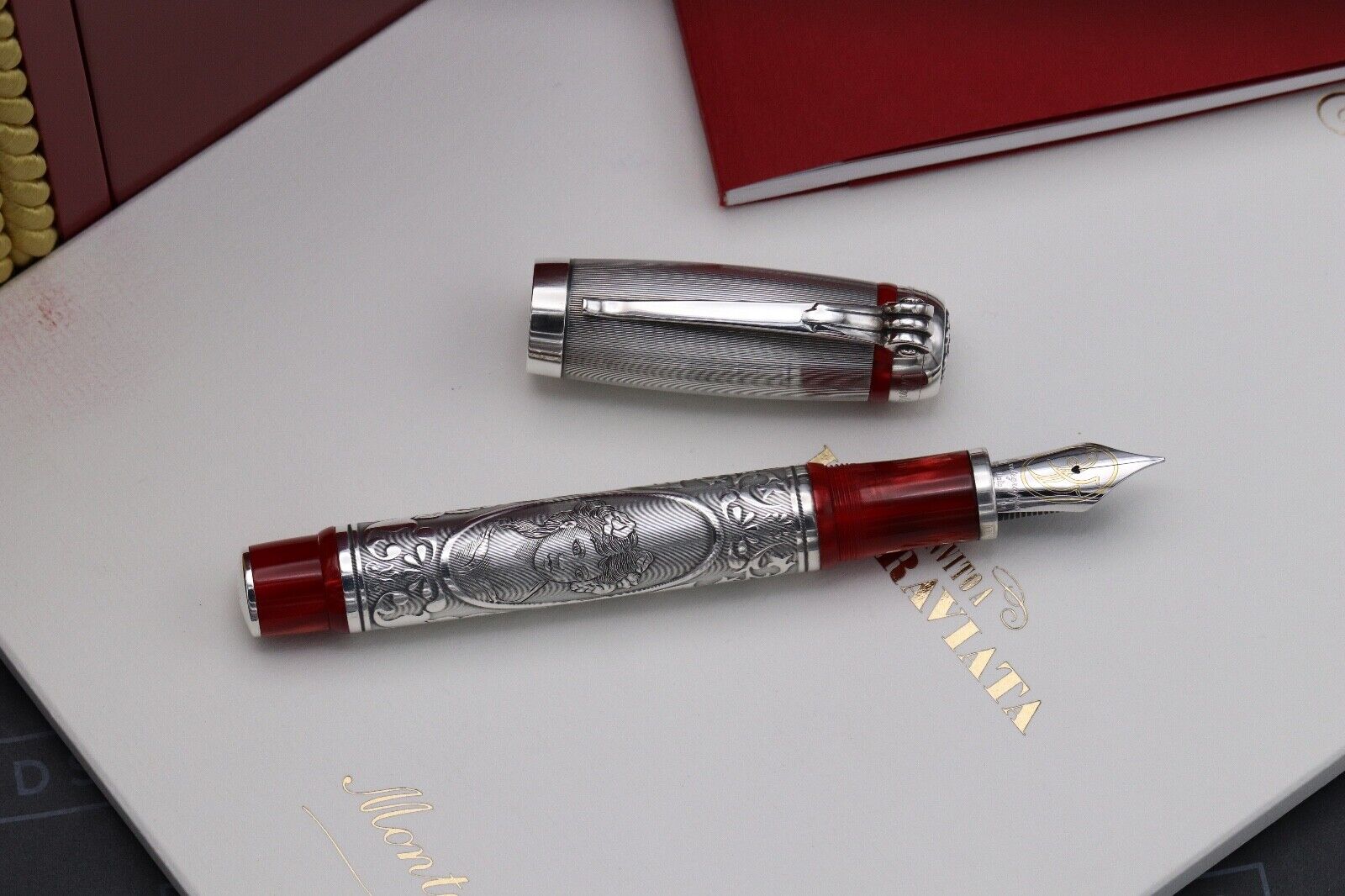 Montegrappa Invito A La Traviata Celluloid Silver Limited Edition Fountain Pen image 2
