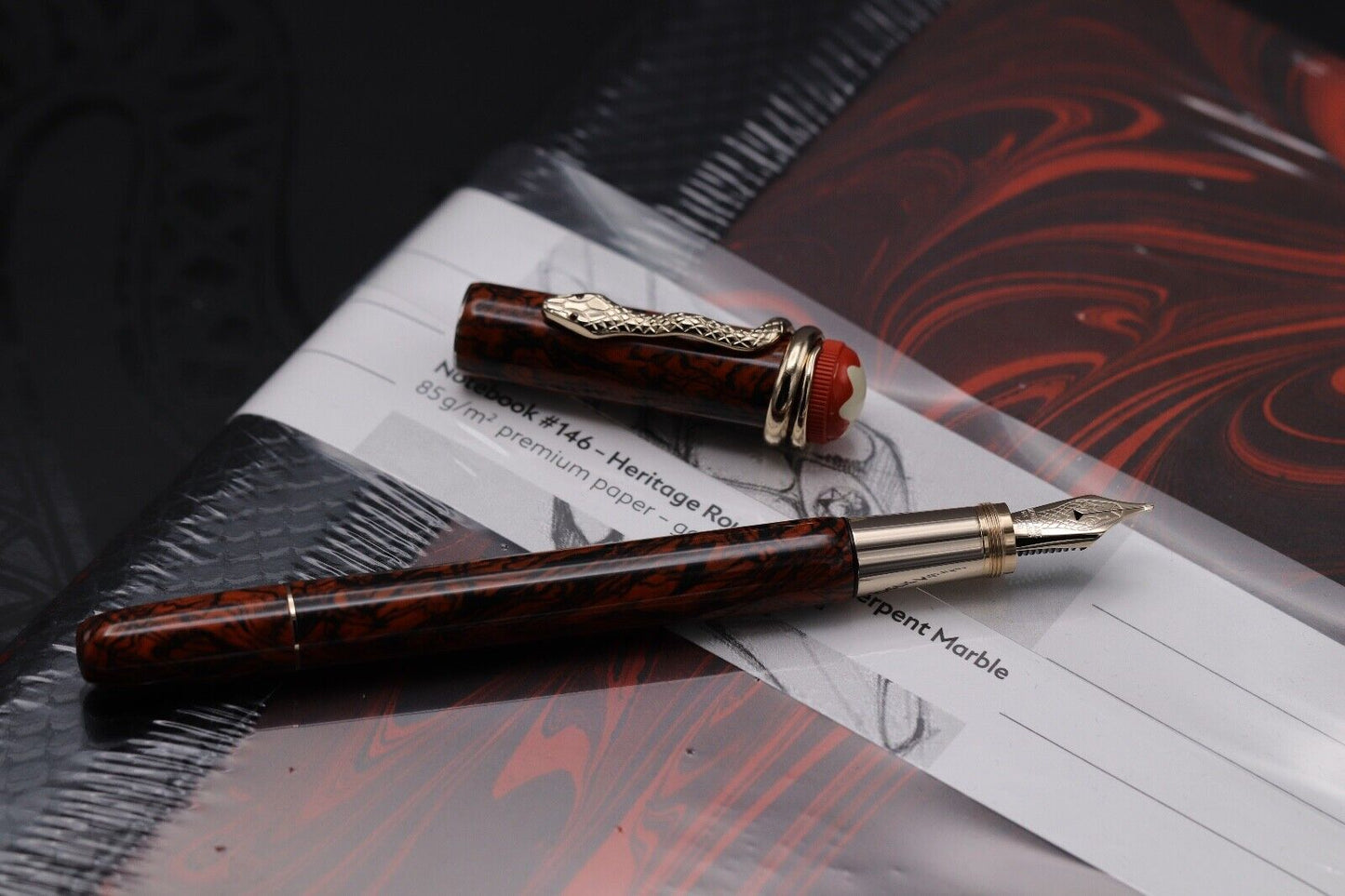 Montblanc Heritage Serpent Marble 'Gift of Writing' Fountain Pen Set - UNUSED image 1