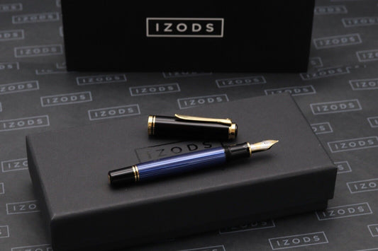 Pelikan Souveran M800 Blue Black Fountain Pen - Fine PF Nib (1996-97) image 0