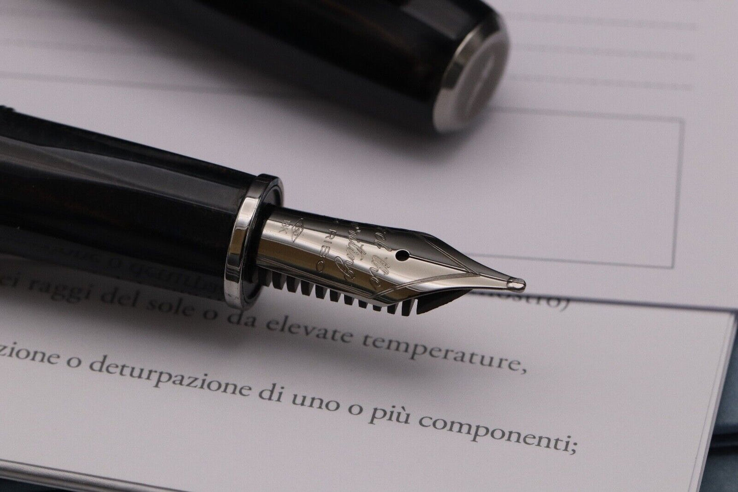 SCRIBO Feel Blu Califfo Ruthenium Fountain Pen - 18k Broad Nib image 2