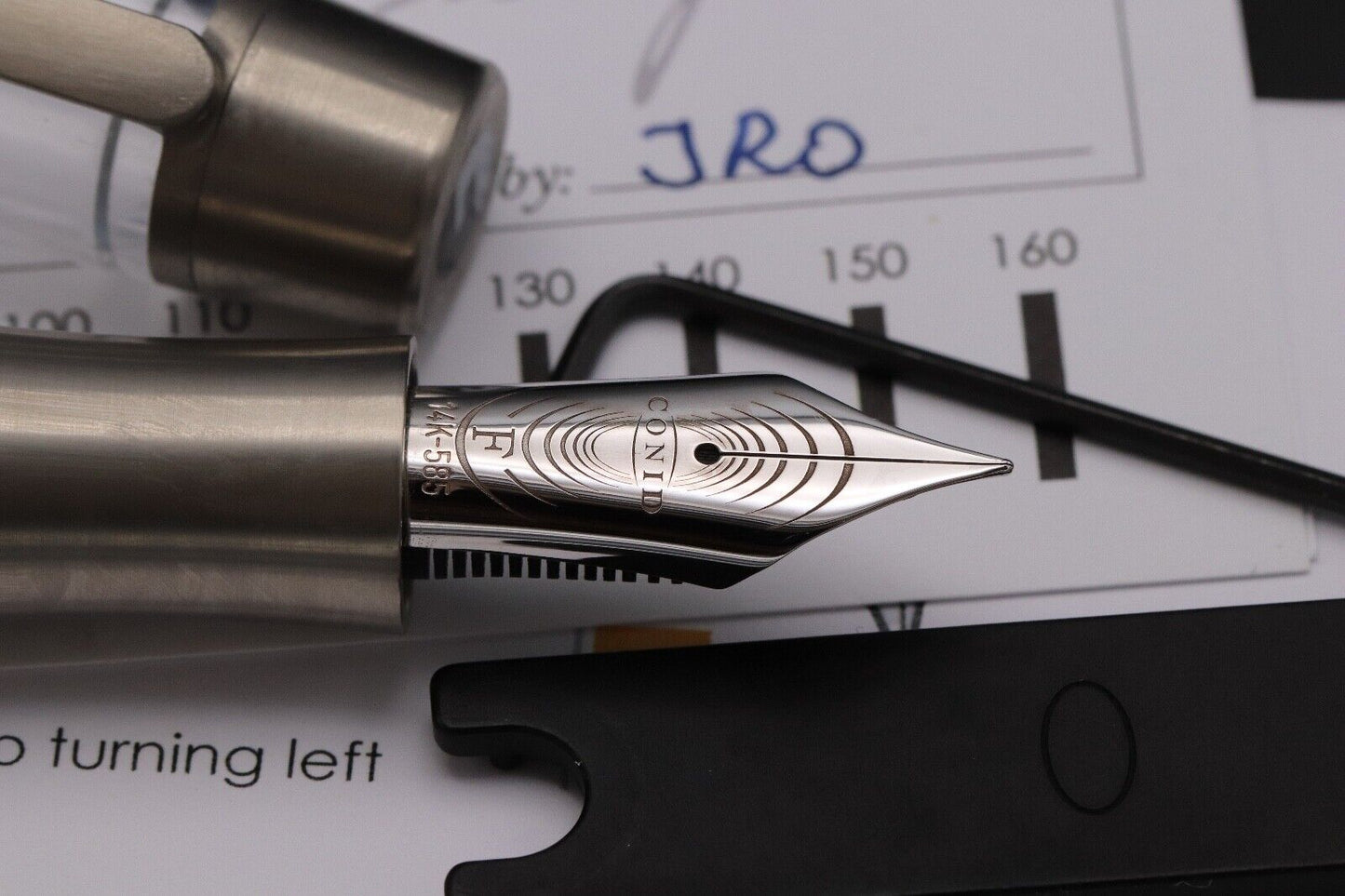 Conid Bulkfiller Kingsize Demonstrator Titanium Fountain Pen - #8 14K Fine Nib image 2