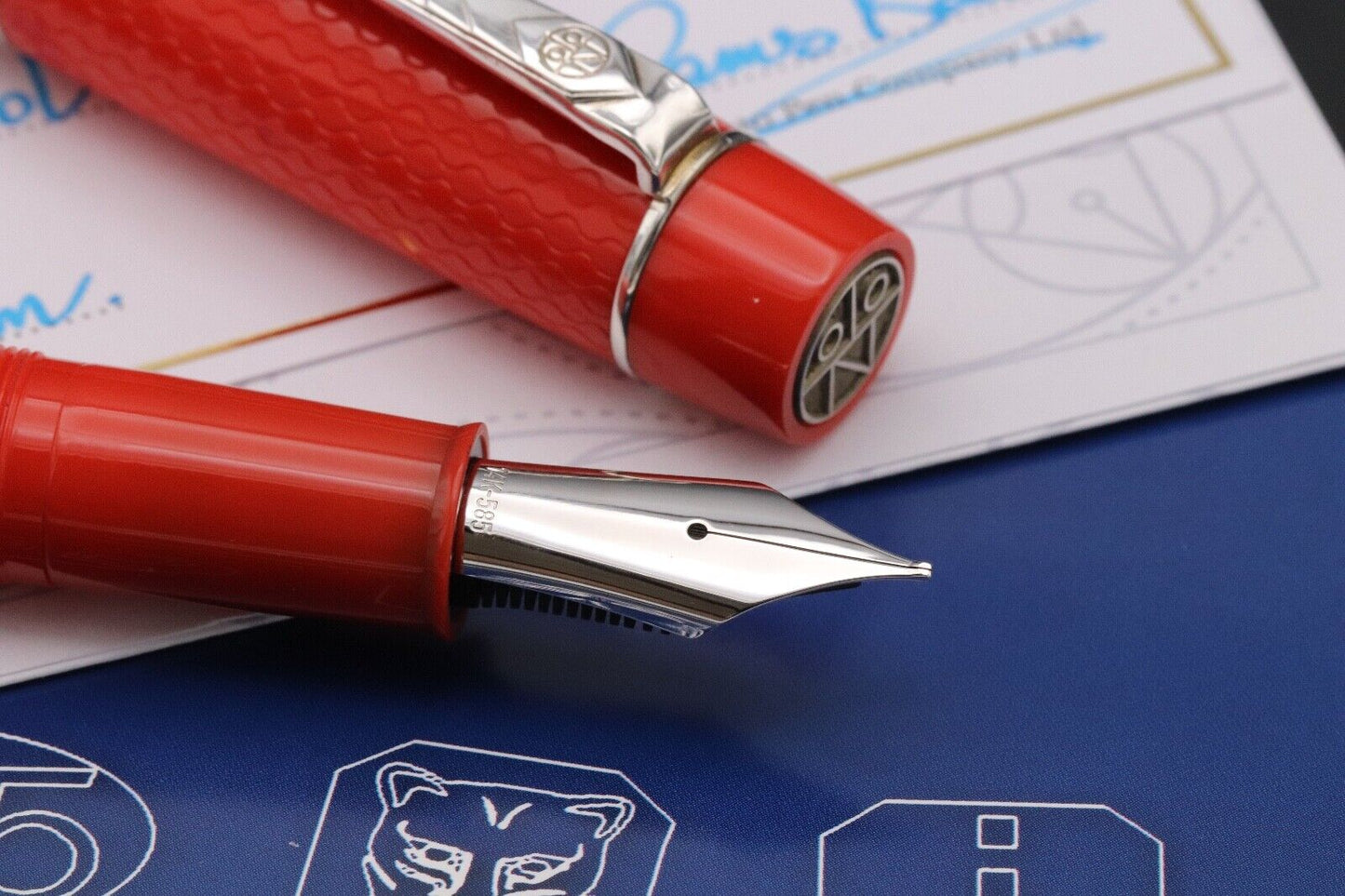 Onoto Magna Classic Rosso Chased Custom 1/1 Fountain Pen - #8 Broad Nib image 2