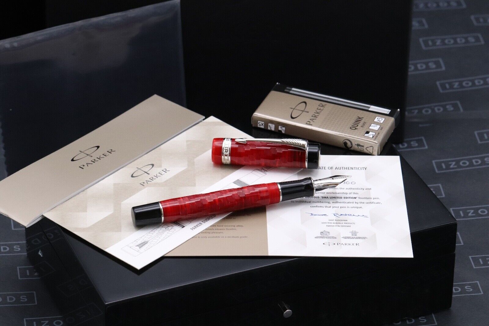 Parker Duofold Centennial DNA Flame Red LE100 Fountain Pen - UNUSED image 0