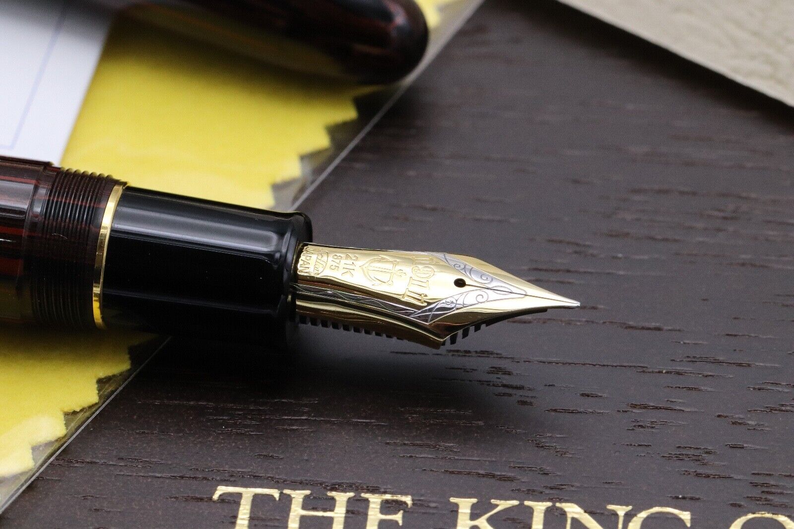 Sailor King of Pen Black Red Marble Ebonite Fountain Pen image 2
