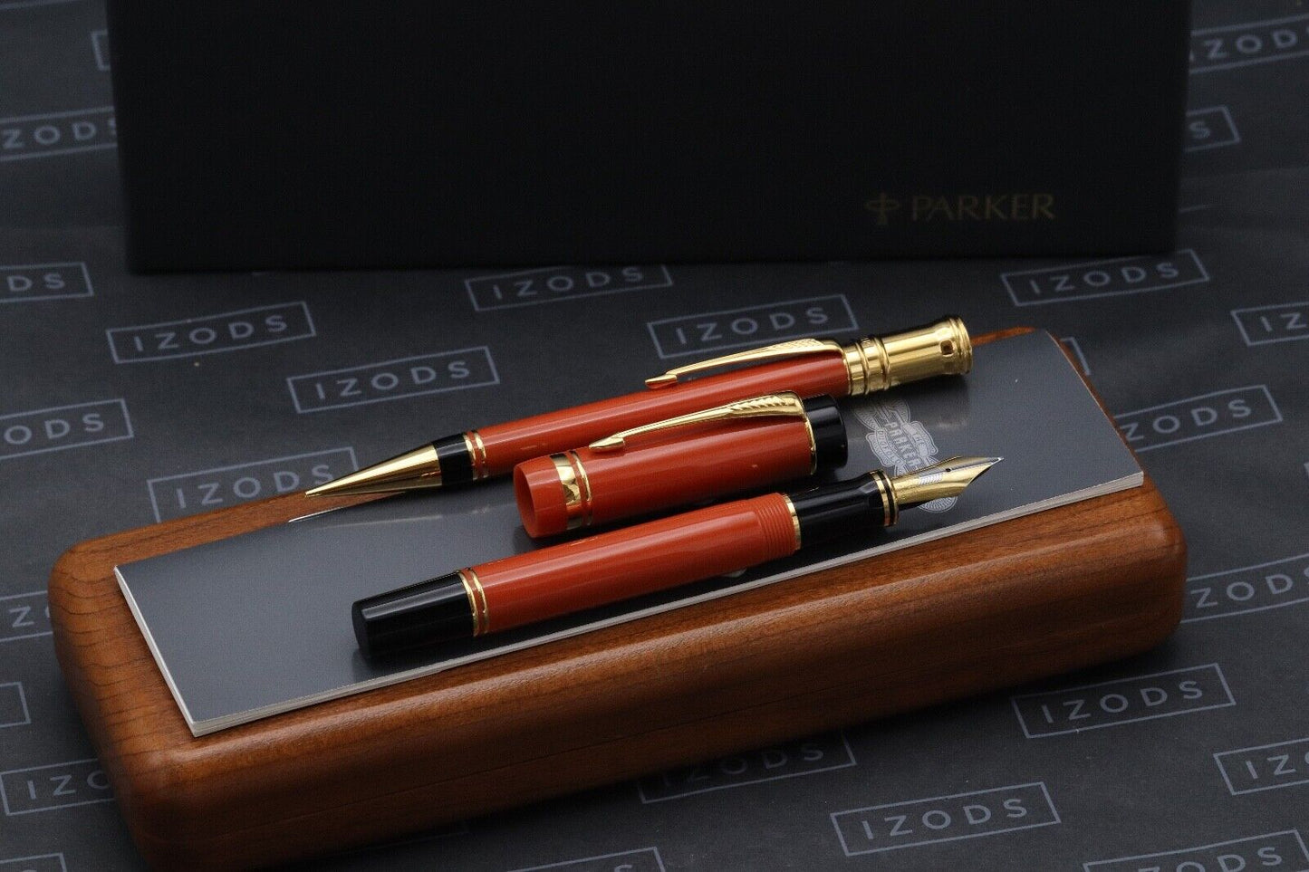 Parker Duofold Centennial Orange Fountain Pen and Mechanical Pencil - UNUSED image 0