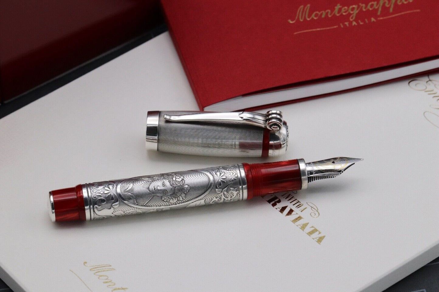 Montegrappa Invito A La Traviata Celluloid Silver Limited Edition Fountain Pen image 1