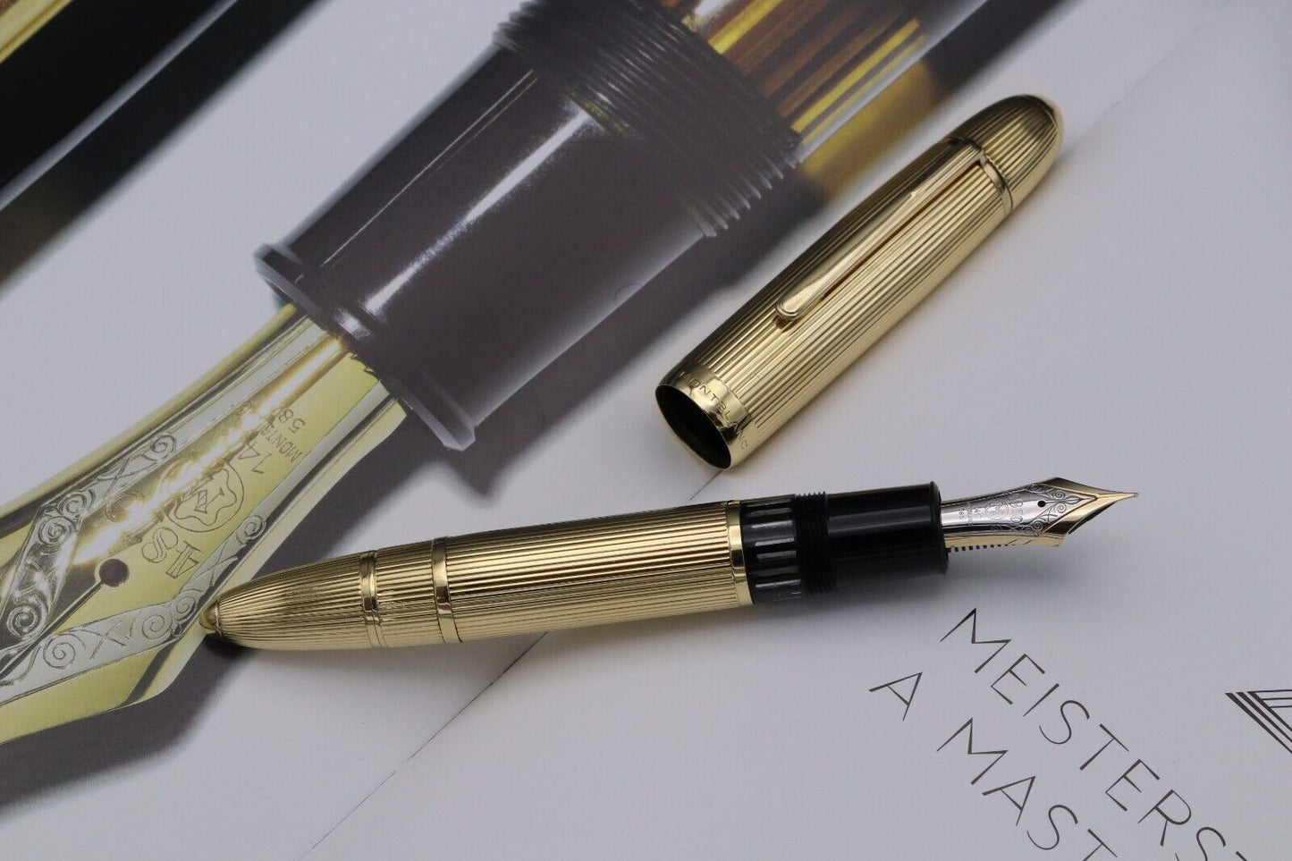 Montblanc Meisterstuck 149 Pinstripe Solid Gold Lefebvre Fountain Pen - EF Nib image 14