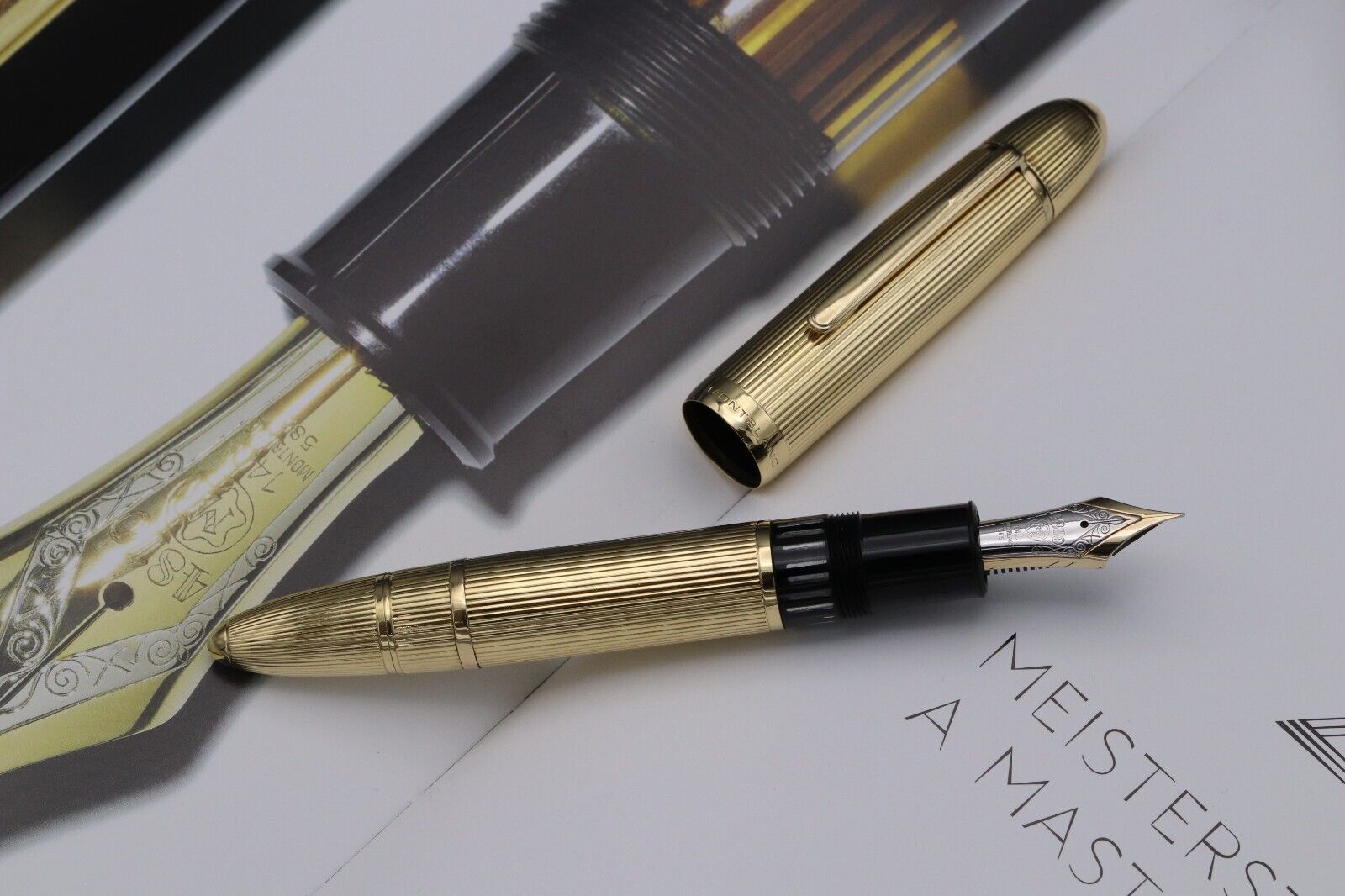 Montblanc Meisterstuck 149 Pinstripe Solid Gold Lefebvre Fountain Pen - EF Nib image 14