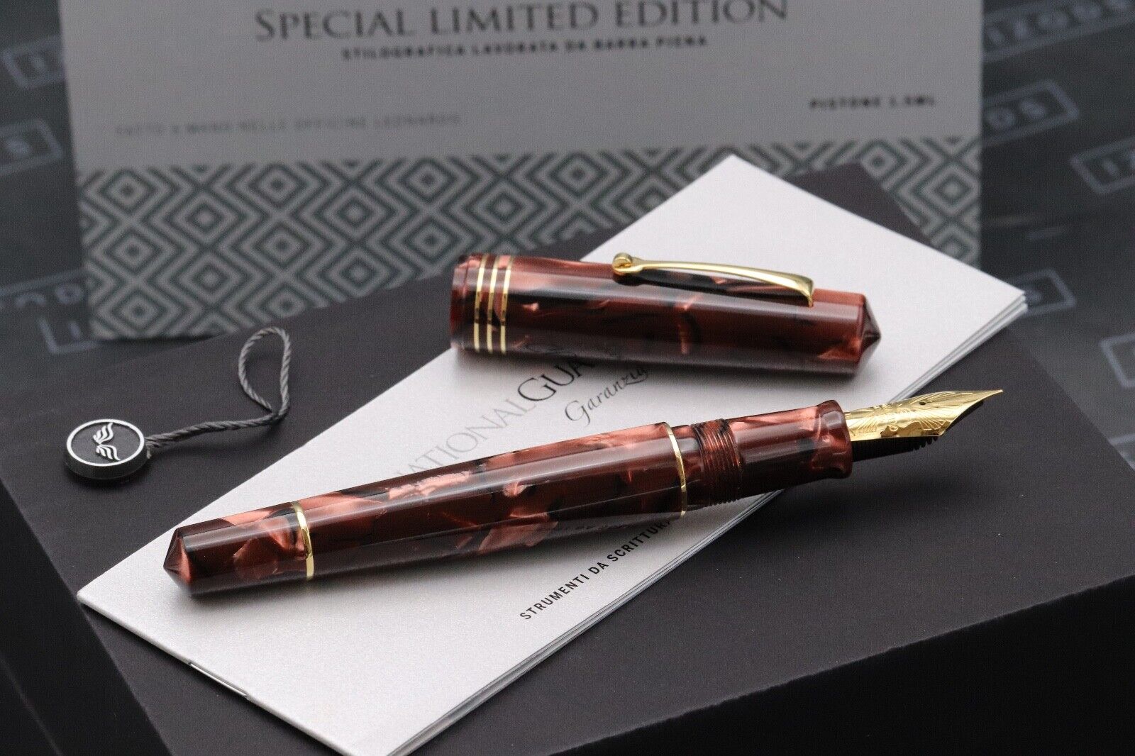 Leonardo MZG Red Scarlet Celluloid Fountain Pen - #8 EF Nib - UNUSED image 1