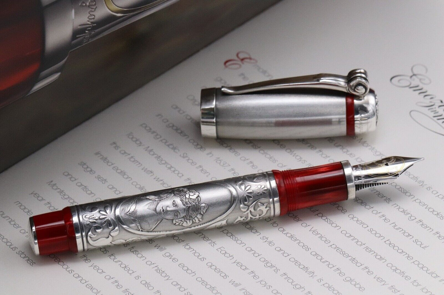 Montegrappa Invito A La Traviata Celluloid Silver Limited Edition Fountain Pen image 8