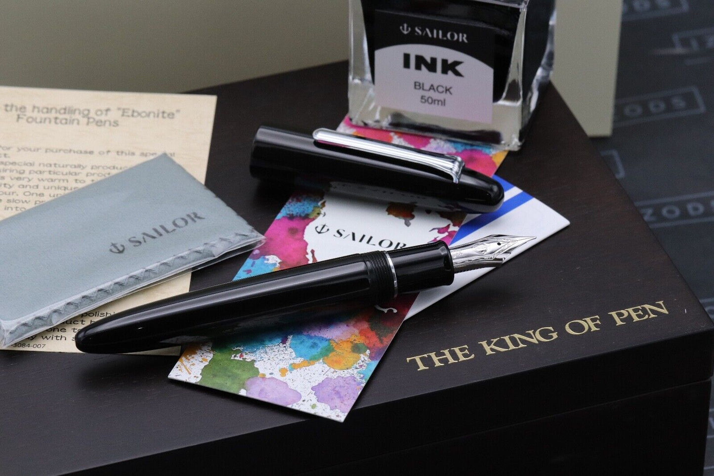 Sailor King of Pen Black Ebonite Rhodium Fountain Pen - INKED ONCE image 1