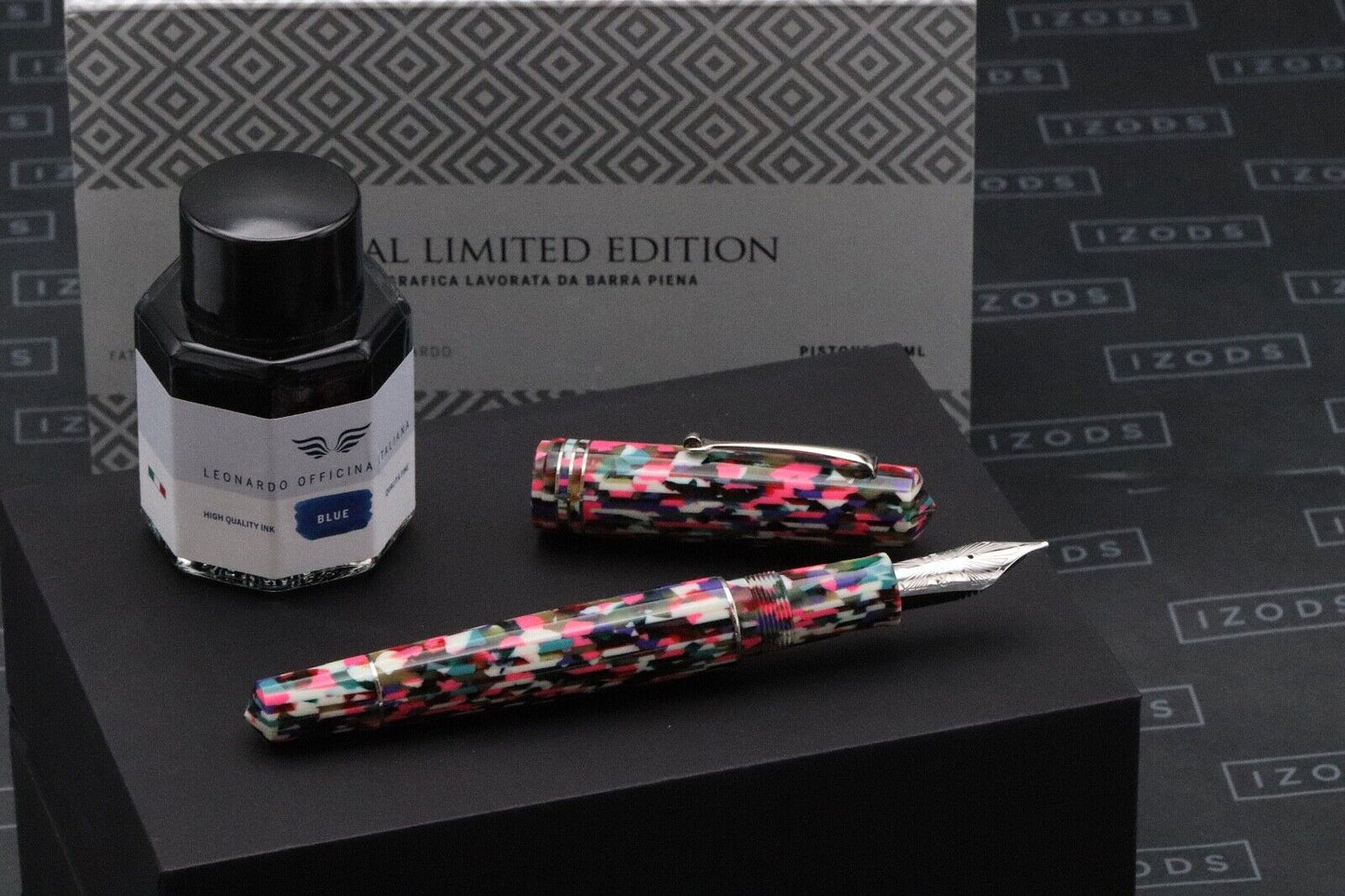 Leonardo MZ Grande Confetti Celluloid Fountain Pen - Broad #8 La Fenice Nib image 0
