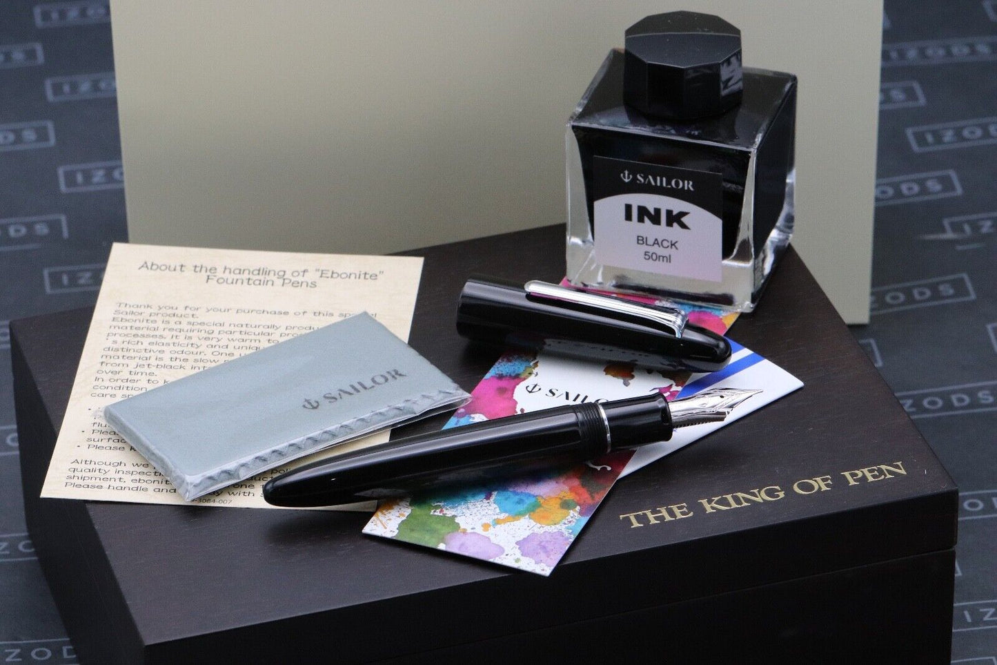 Sailor King of Pen Black Ebonite Rhodium Fountain Pen - INKED ONCE image 0
