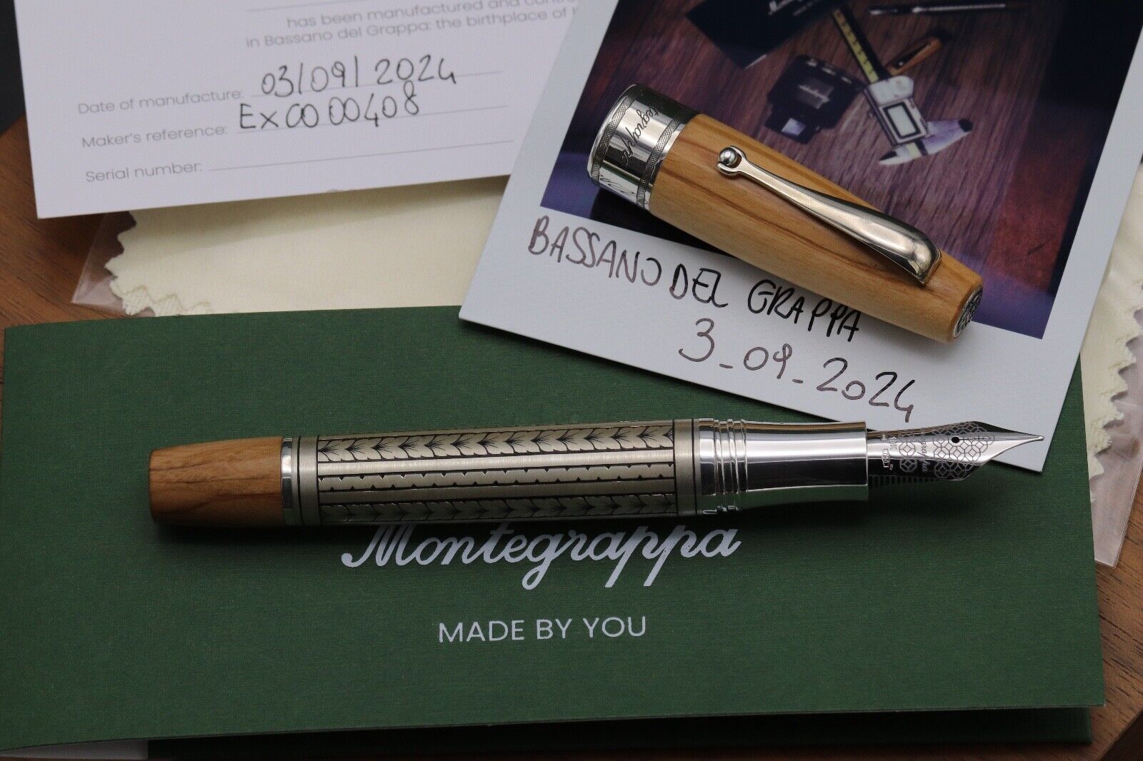 Montegrappa Extra Custom Olivewood Sterling Silver Fountain Pen image 1