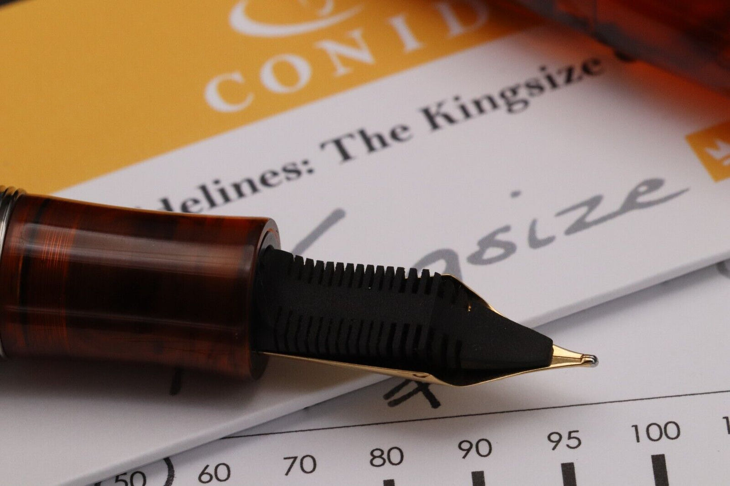 Conid Bulkfiller Kingsize Wild Tiger Titanium Fountain Pen - #8 14k Medium Nib. image 4