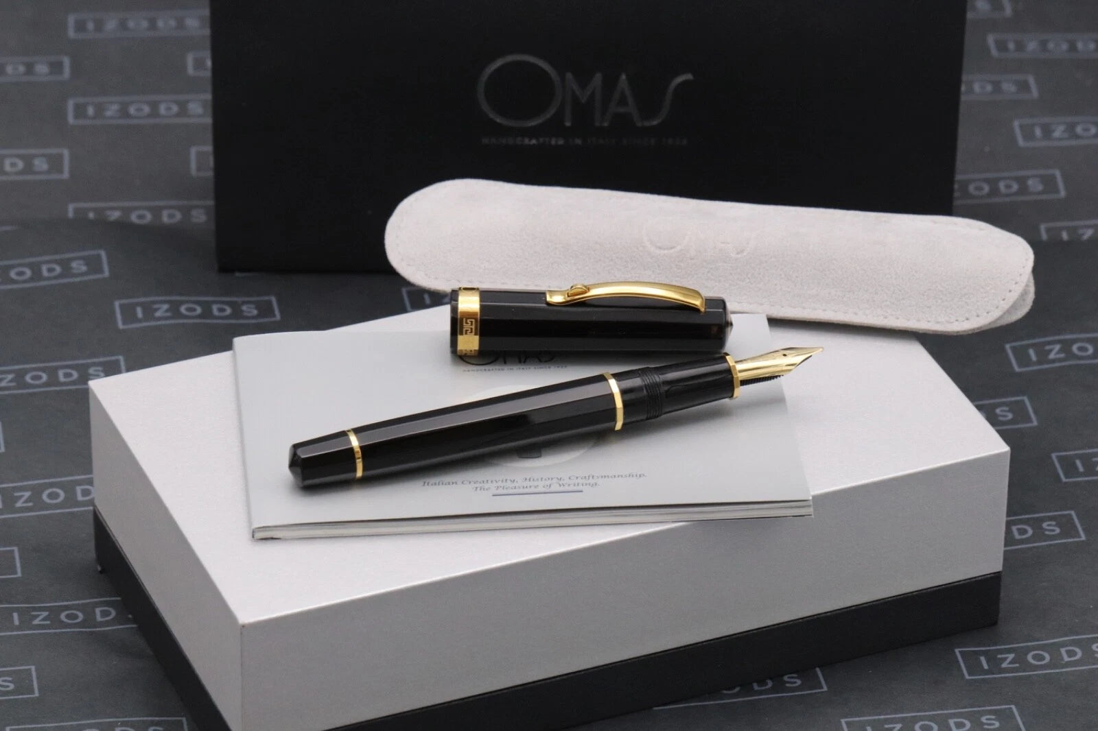 Omas Milord Black Gold Trim Fountain Pen - 18k Broad Nib image 0