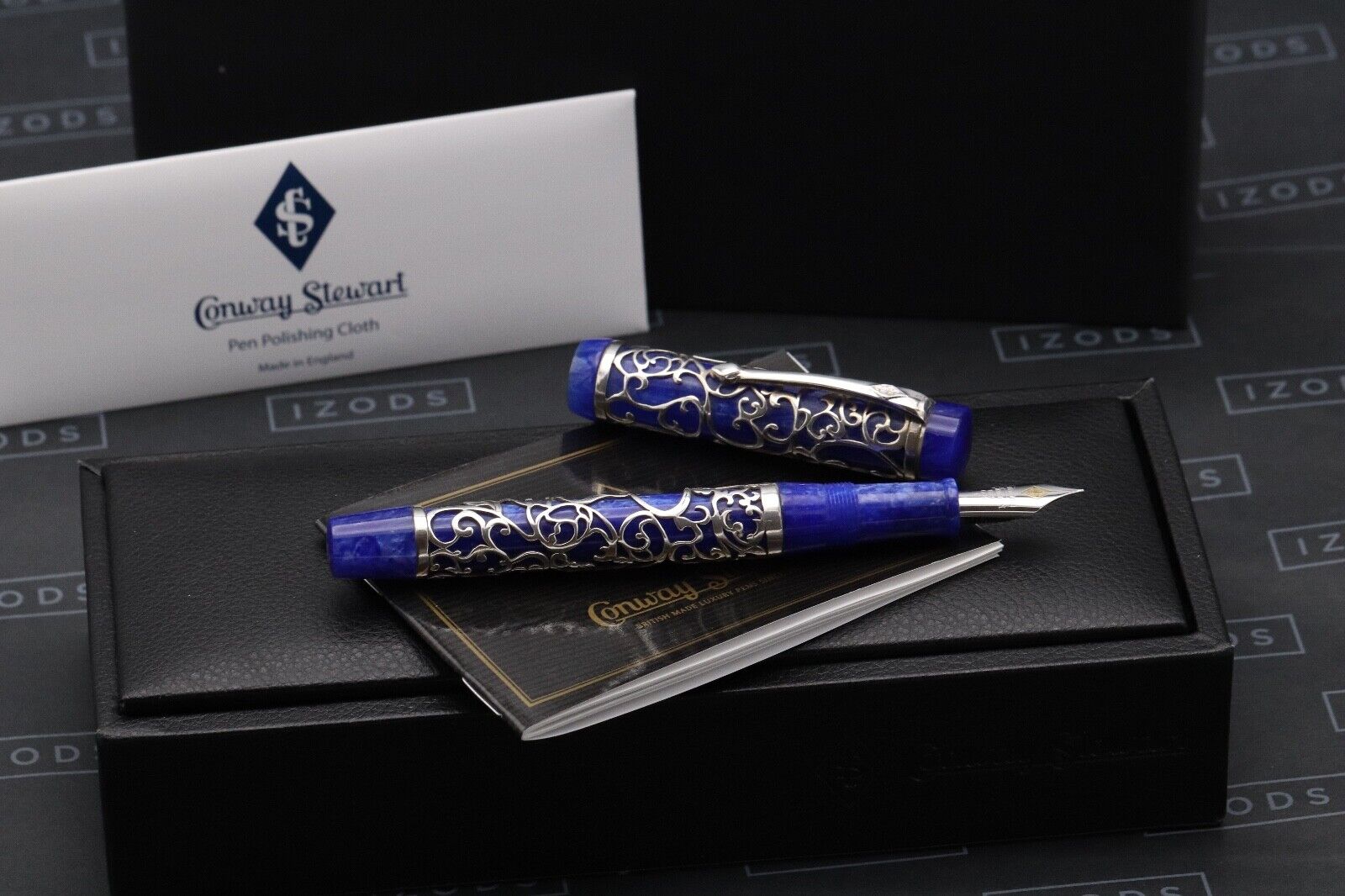 Conway Stewart Chatsworth Simpole Silver Blue LE25 Fountain Pen - UNUSED image 0