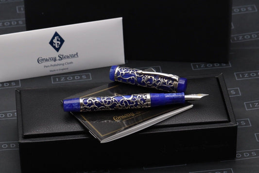 Conway Stewart Chatsworth Simpole Silver Blue LE25 Fountain Pen - UNUSED image 0