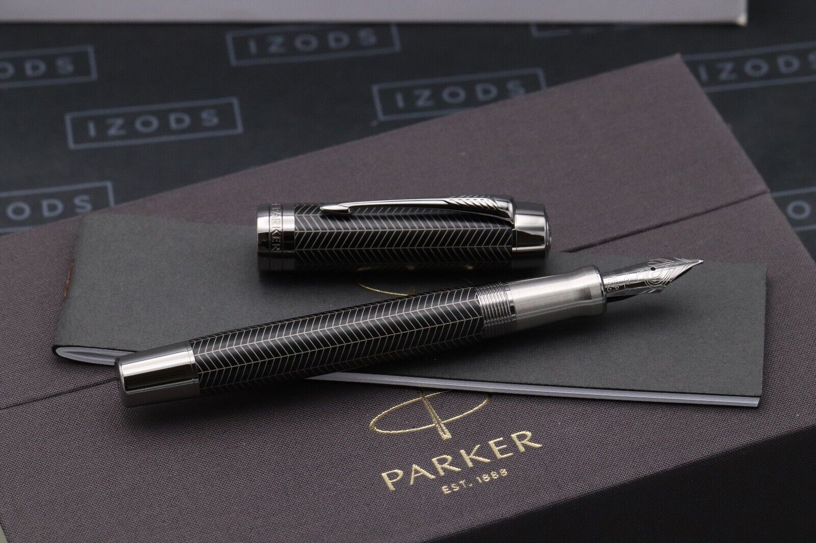 Parker Duofold Centennial Prestige Black Ruthenium Chevron Fountain Pen image 1