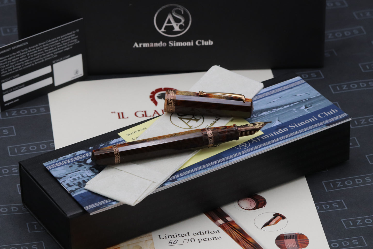 ASC IL Gladiatore Arco Bronze Celluloid LE70 Fountain Pen - #8 Magiflex Nib