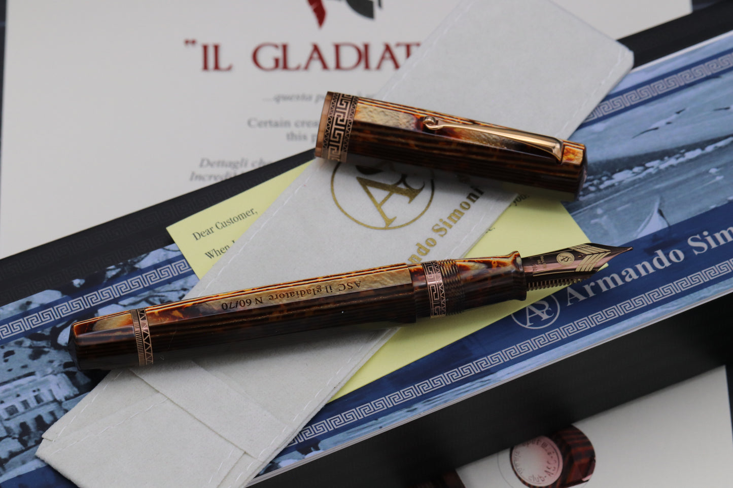 ASC IL Gladiatore Arco Bronze Celluloid LE70 Fountain Pen - #8 Magiflex Nib