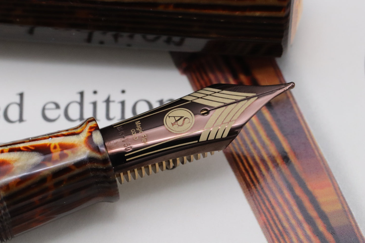 ASC IL Gladiatore Arco Bronze Celluloid LE70 Fountain Pen - #8 Magiflex Nib