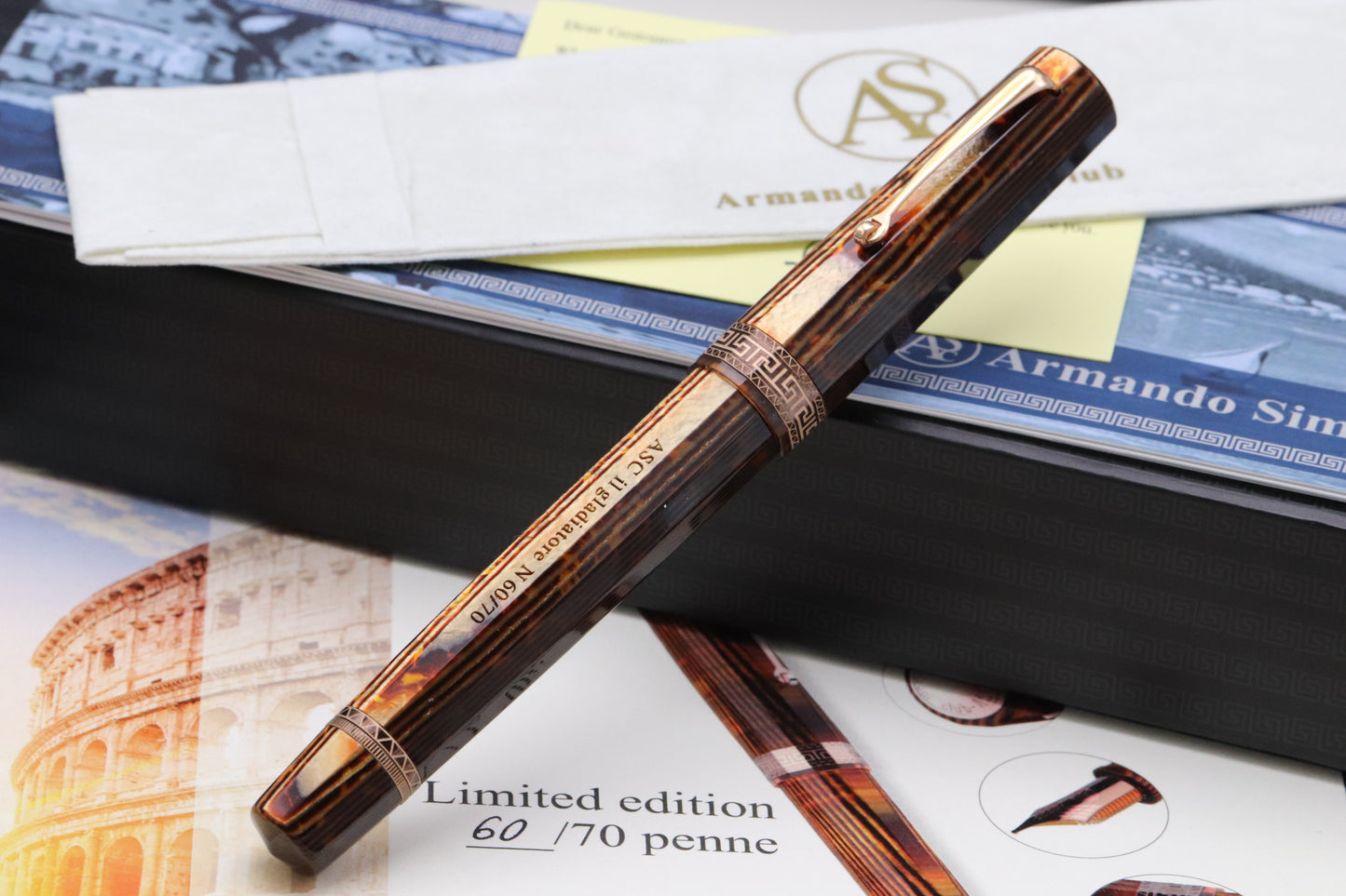 ASC IL Gladiatore Arco Bronze Celluloid LE70 Fountain Pen - #8 Magiflex Nib