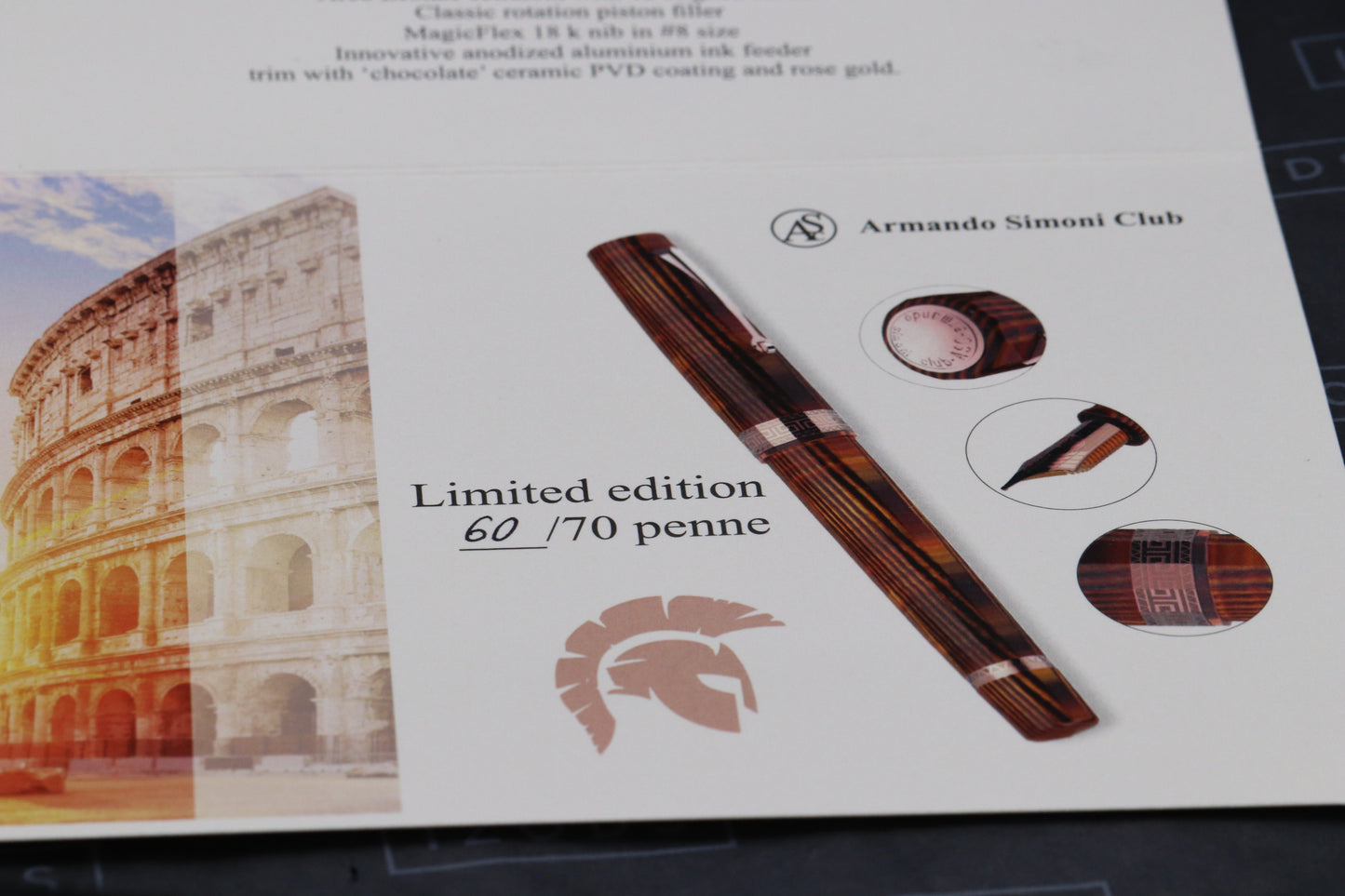 ASC IL Gladiatore Arco Bronze Celluloid LE70 Fountain Pen - #8 Magiflex Nib