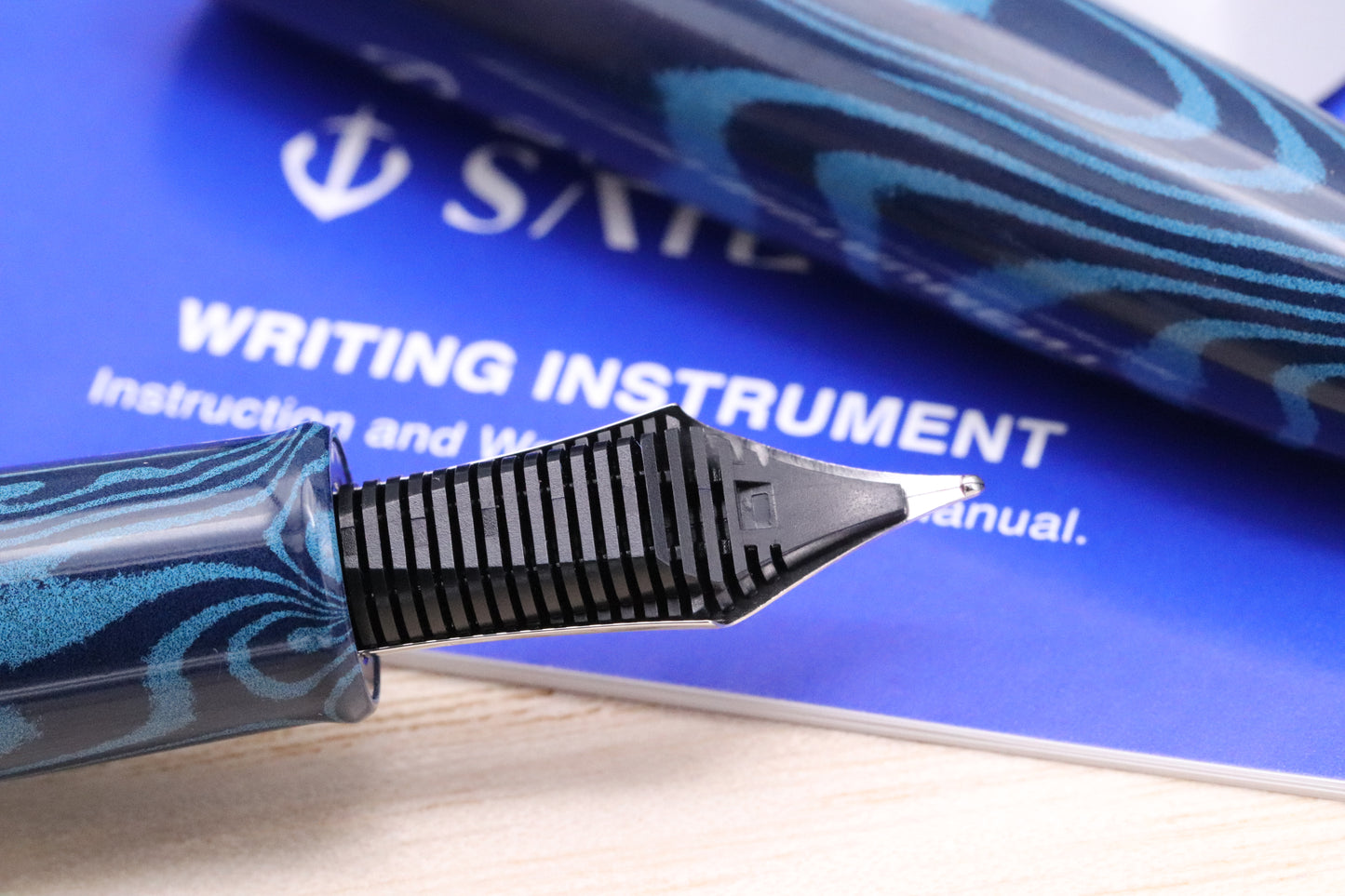 Sailor King of Pen Blue Ripple Ebonite LE88 Fountain Pen - Broad Nib