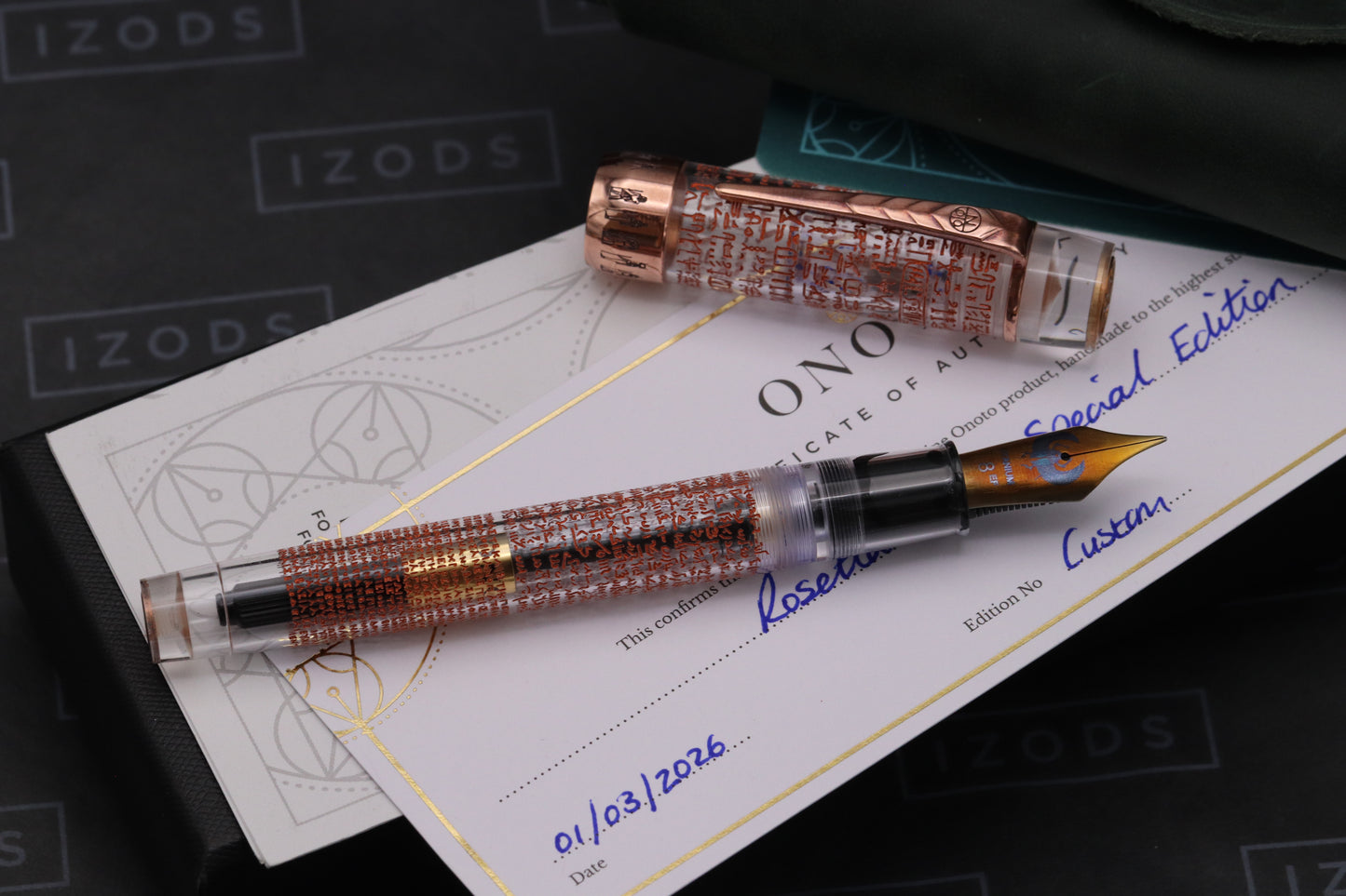 Onoto Rosetta Stone Copper Demonstrator Prototype Fountain Pen - EF #8 Ti Flex Nib