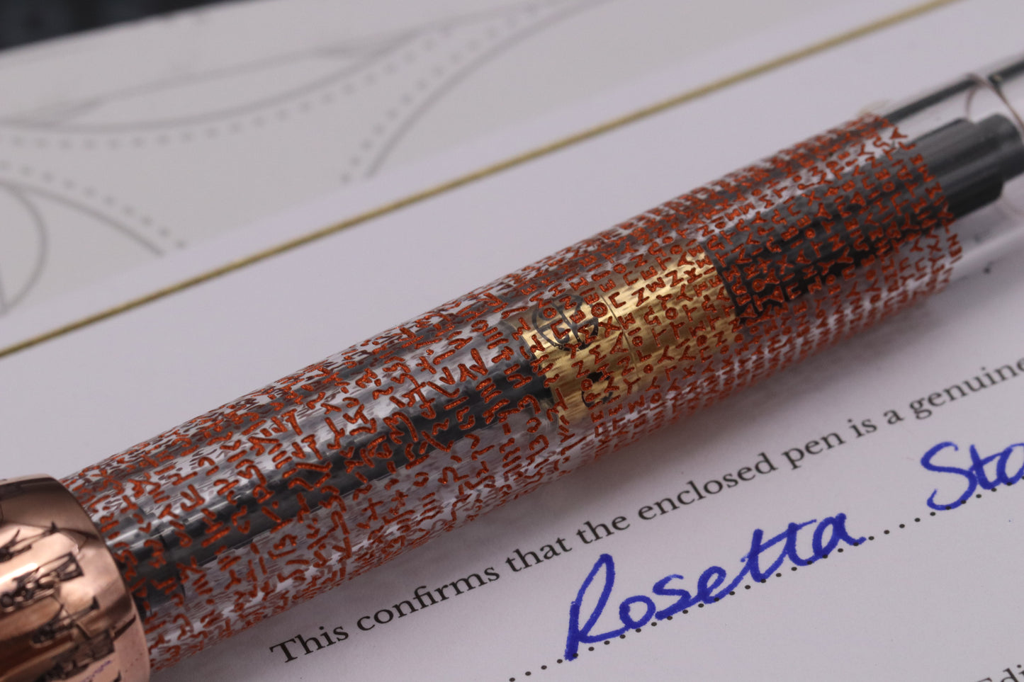 Onoto Rosetta Stone Copper Demonstrator Prototype Fountain Pen - EF #8 Ti Flex Nib