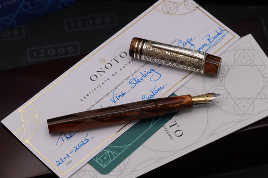 Onoto Sequoyah Vine Sterling Silver 1/1 Fountain Pen - 18k EF Nib