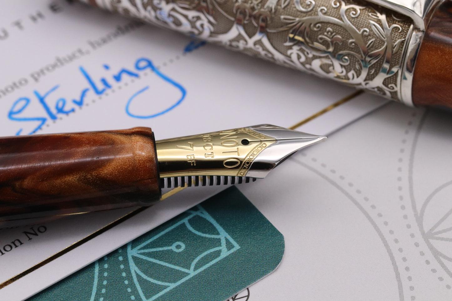 Onoto Sequoyah Vine Sterling Silver 1/1 Fountain Pen - 18k EF Nib