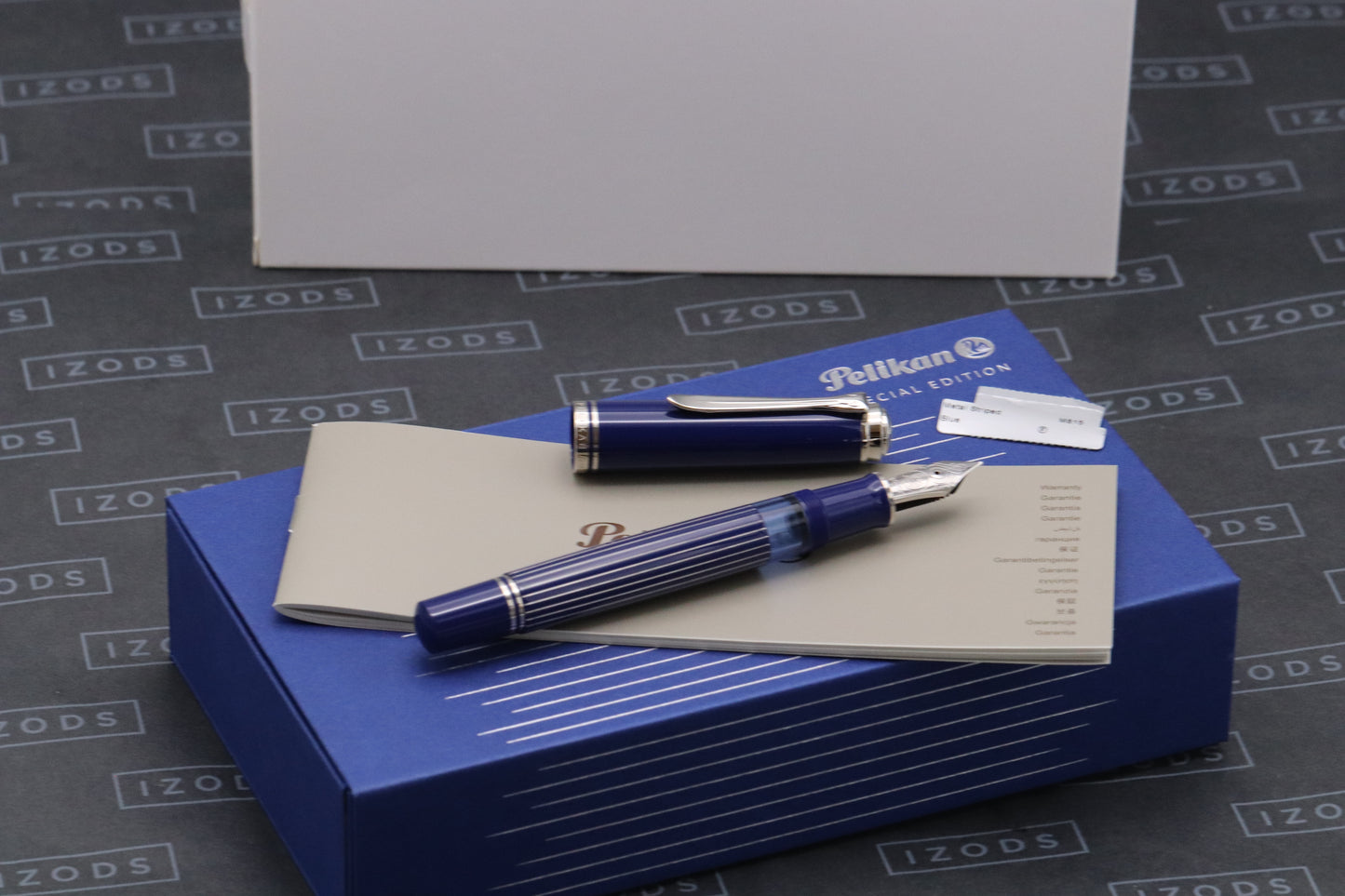 Pelikan Souveran M815 Metal Striped Blue Fountain Pen - DIPPED - Fine Nib