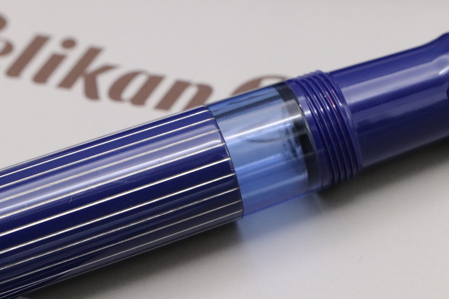 Pelikan Souveran M815 Metal Striped Blue Fountain Pen - DIPPED - Fine Nib