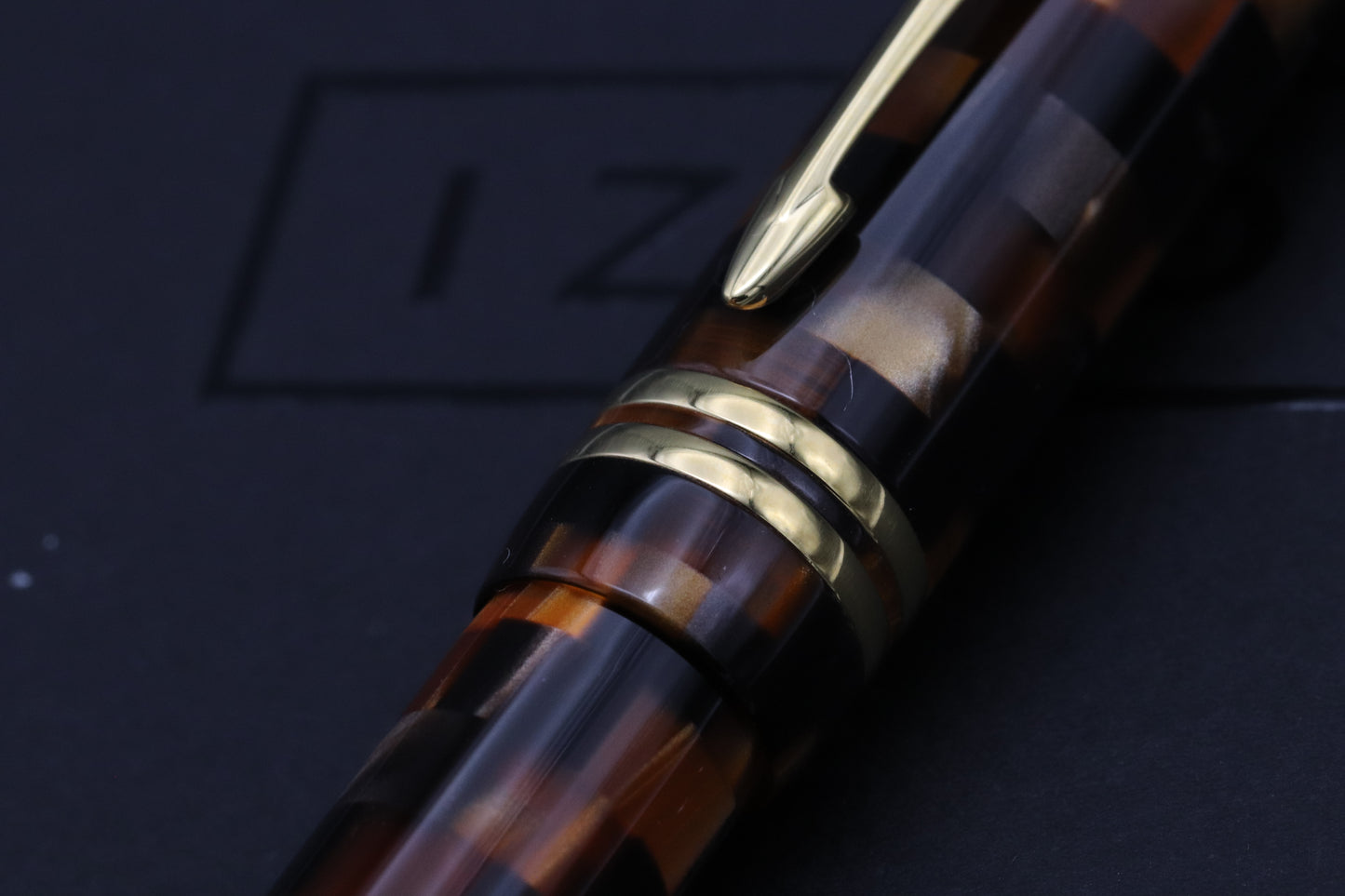 Parker Duofold Centennial Check Amber Fountain Pen - EF Nib