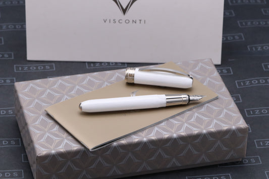 Visconti Rembrandt White Marble Resin Fountain Pen - Fine Nib