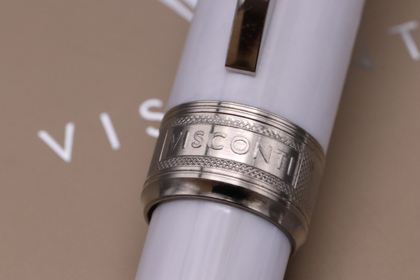 Visconti Rembrandt White Marble Resin Fountain Pen - Fine Nib