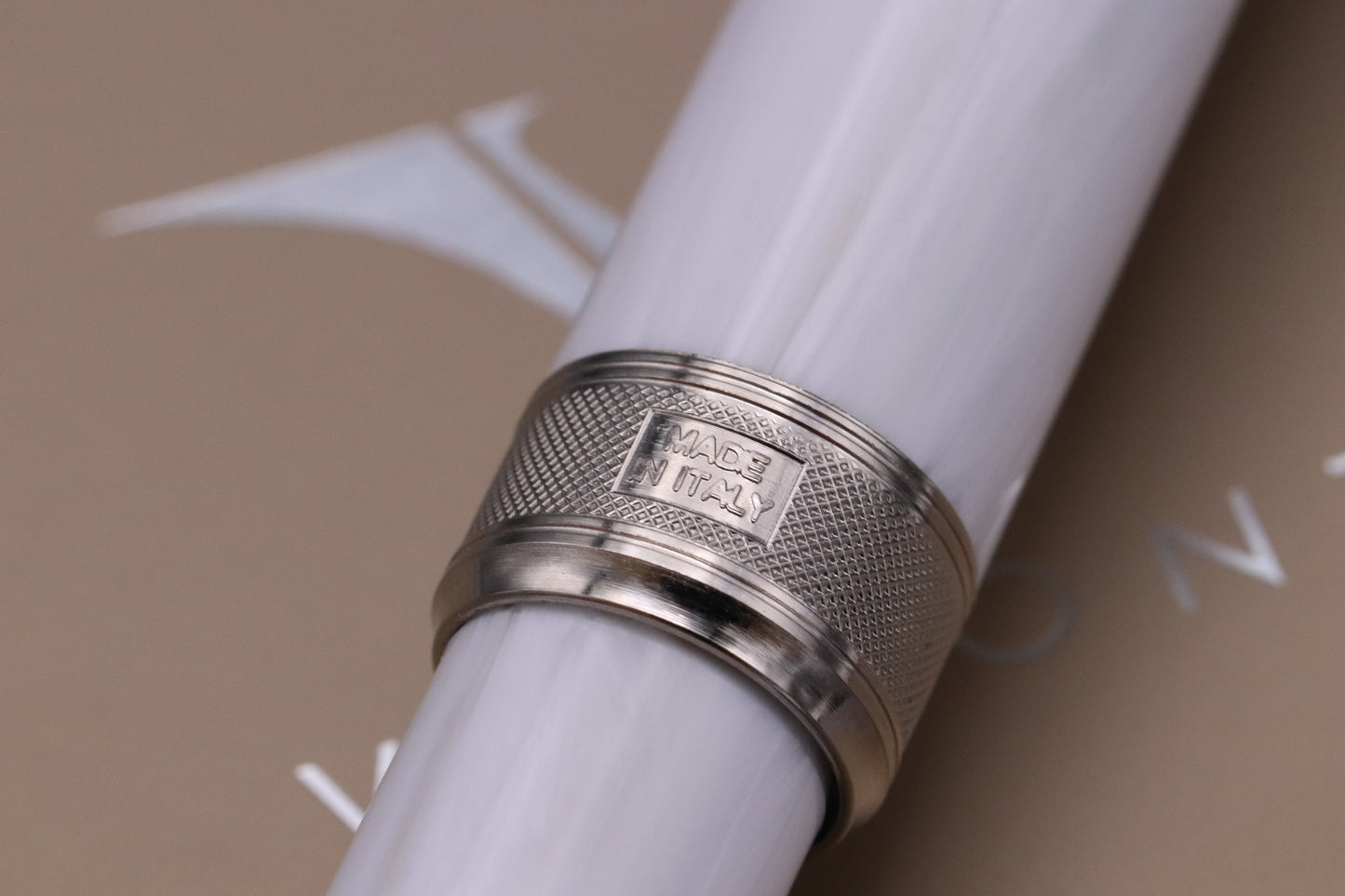 Visconti Rembrandt White Marble Resin Fountain Pen - Fine Nib