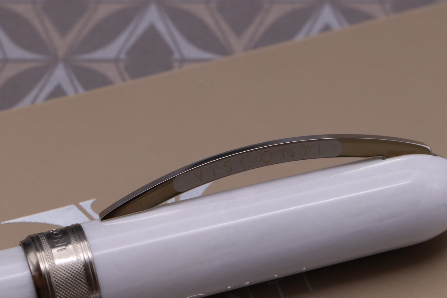 Visconti Rembrandt White Marble Resin Fountain Pen - Fine Nib