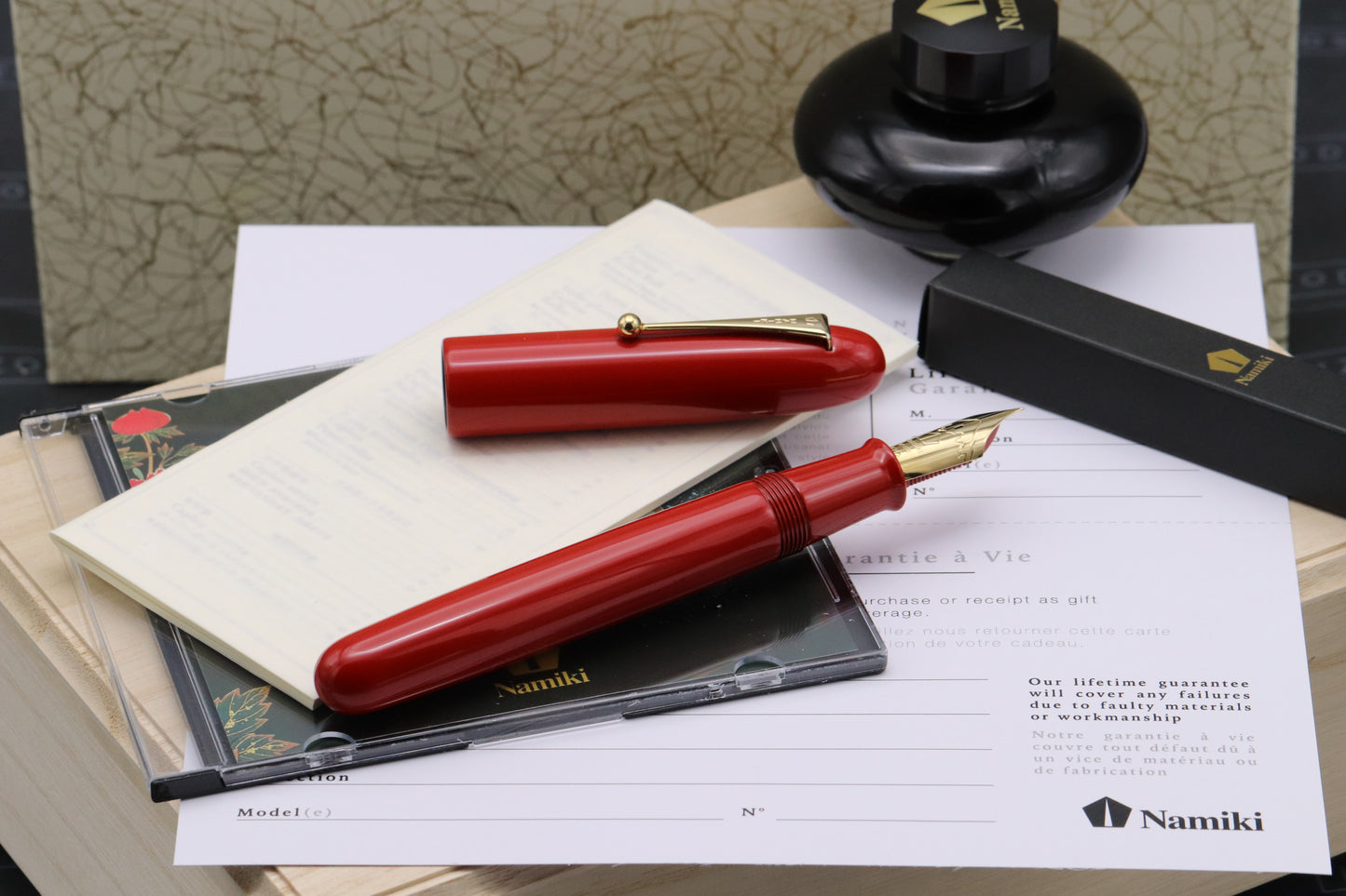 Namiki Emperor Vermilion Urushi Fountain Pen - INKED ONCE - FM Nib
