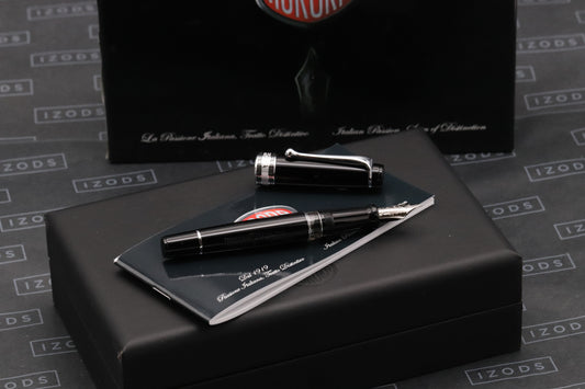 Aurora Optima Black Chrome Fountain Pen - EF Nib - INKED ONCE