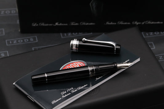 Aurora Optima Black Chrome Fountain Pen - EF Nib - INKED ONCE