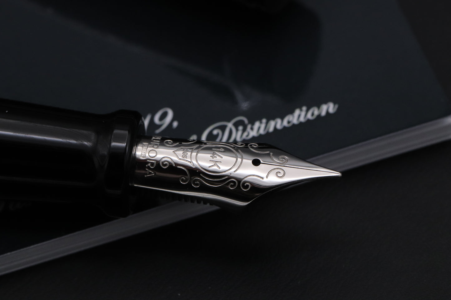 Aurora Optima Black Chrome Fountain Pen - EF Nib - INKED ONCE
