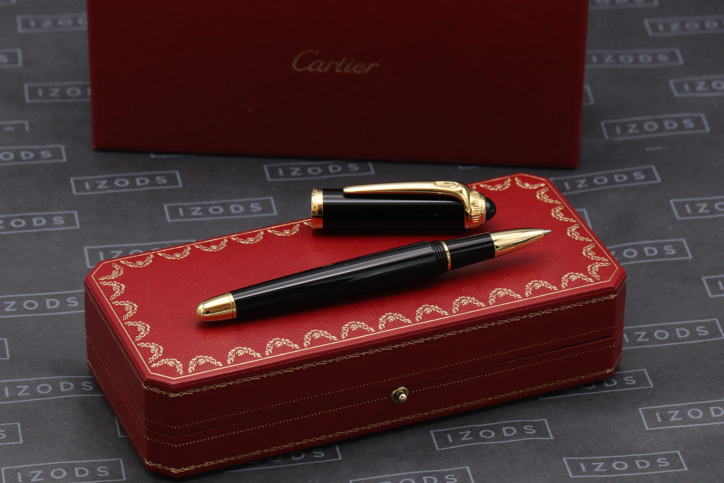 Cartier R de Cartier Black Red Gold Rollerball Pen
