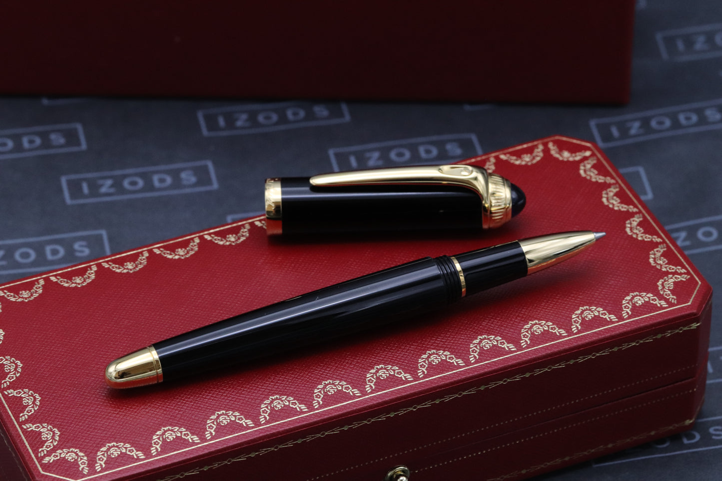 Cartier R de Cartier Black Red Gold Rollerball Pen