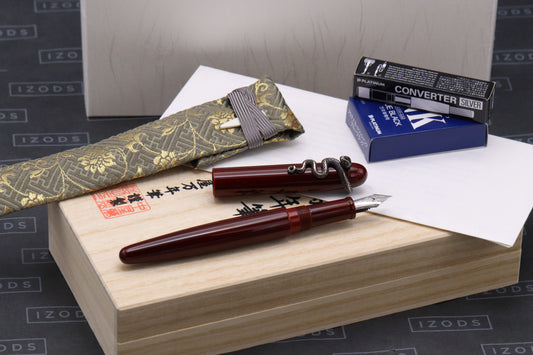 Nakaya Long Cigar Aka-Tamenuri Fountain Pen with Snake Stopper - UNUSED